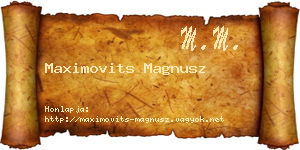 Maximovits Magnusz névjegykártya